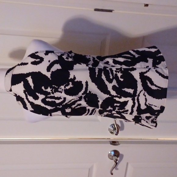 🌺Express Black and White Ruffled Sleeveless Blouse - Picture 9 of 11